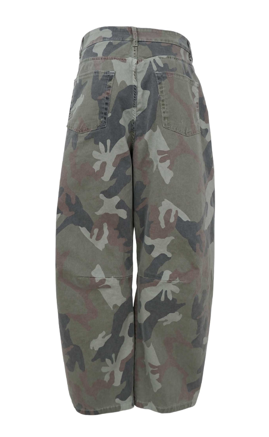 Black Colour Bukser - Aila Barrel - Army Camouflage
